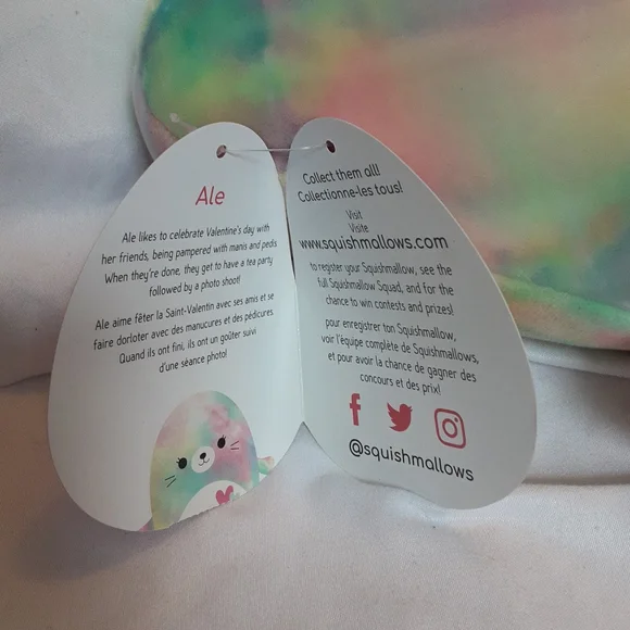 RARE Canada exclusive Squishmallow 8" Ale the seal, Valentine series NWT - Picture 4 of 4